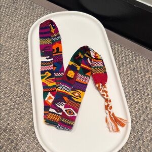 Vintage Guatemalan Woven Multi Colorful Cotton Human Figures & Symbols Belt